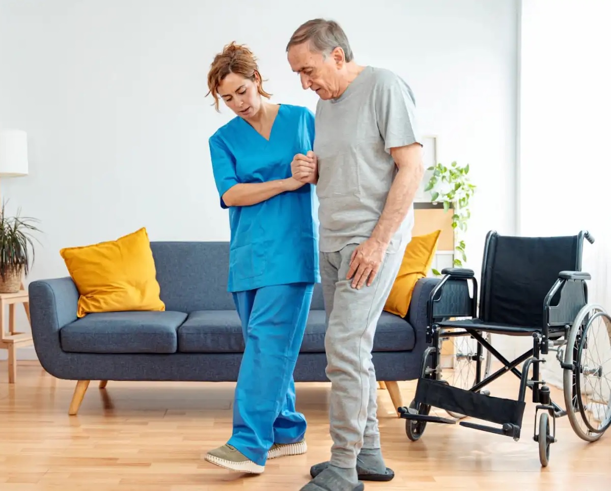 Companion playing board games with senior